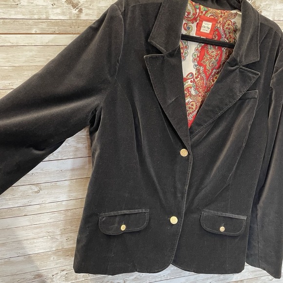 Vintage Old Navy Womens XXL Blazer Black Velvet Red Paisley Lining Academia Y2K - Picture 5 of 15